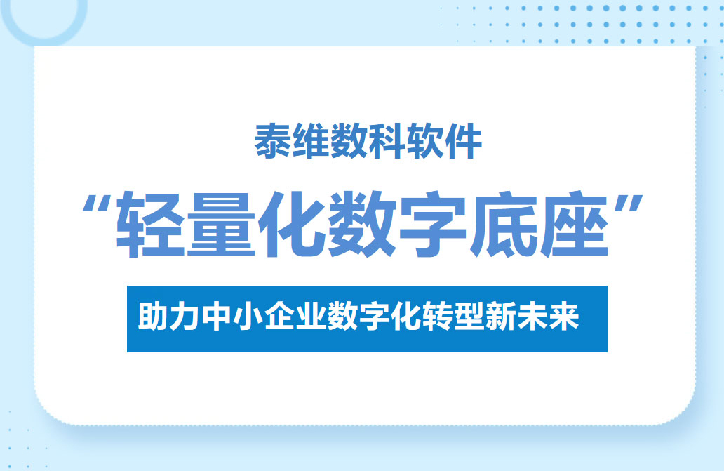 泰维数科软件：以“轻量化数字底座”助力中小企业数字化转型新未来